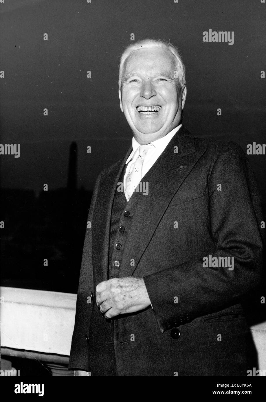 Actor Charlie Chaplin laughing Stock Photo