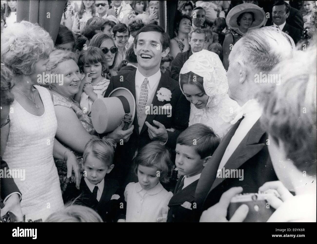 Aug. 06, 1970 - Ickx is a famous race car driver. Blaton is the daughter of an entrepreneur. They were married in the Bird Song Stock Photo