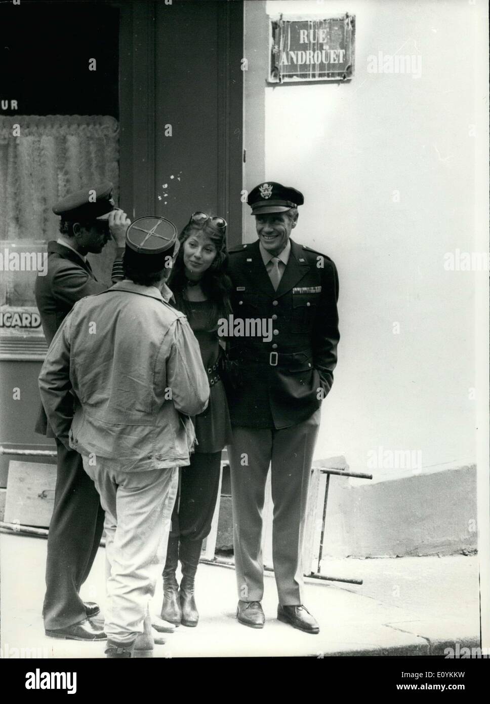 Aug. 27, 1970 - Two new lovers are walking the steep streets of Montmartre arm in arm where Mel Ferrer and Joanna Shimkus are currently filming ''The Time to Love'' with Britt Eelad. Mel Ferrer is an officer and Joanna Shimkus wears odd-looking puffy pants and big boots. Here is a picture of them during filming. Stock Photo