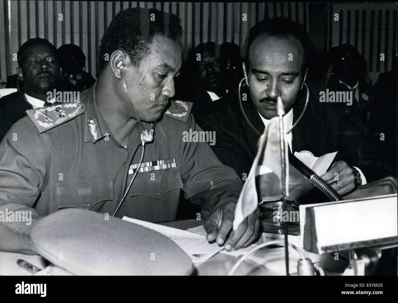 Sep. 09, 1970 - Addis Ababa Ethiopia: Maj Gen Jaferm El-Numeiry President of Sudan at the OAU Heads of States Summit. Stock Photo