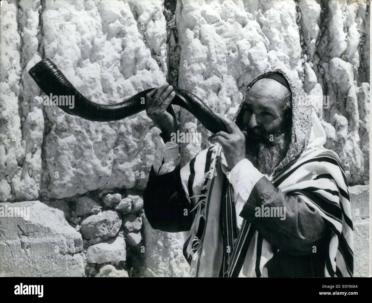 Sep. 28, 1970 Rabbi Playing the ''Shofar'' to Announce the Jewish New