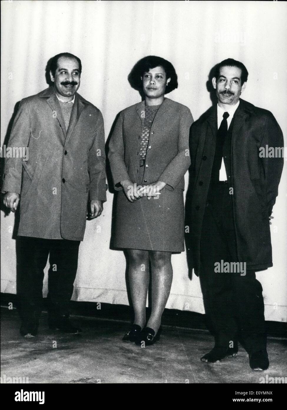 Oct. 10, 1970 - Assailants of Zurich set at liberty: Yesterday in the night the british ''Comet'' airplane took on board also the three assailants of Zurich (from left) : Ibrahim Youssef, Amena Dahbor and Mohammed Abu el-Heiga. Stock Photo