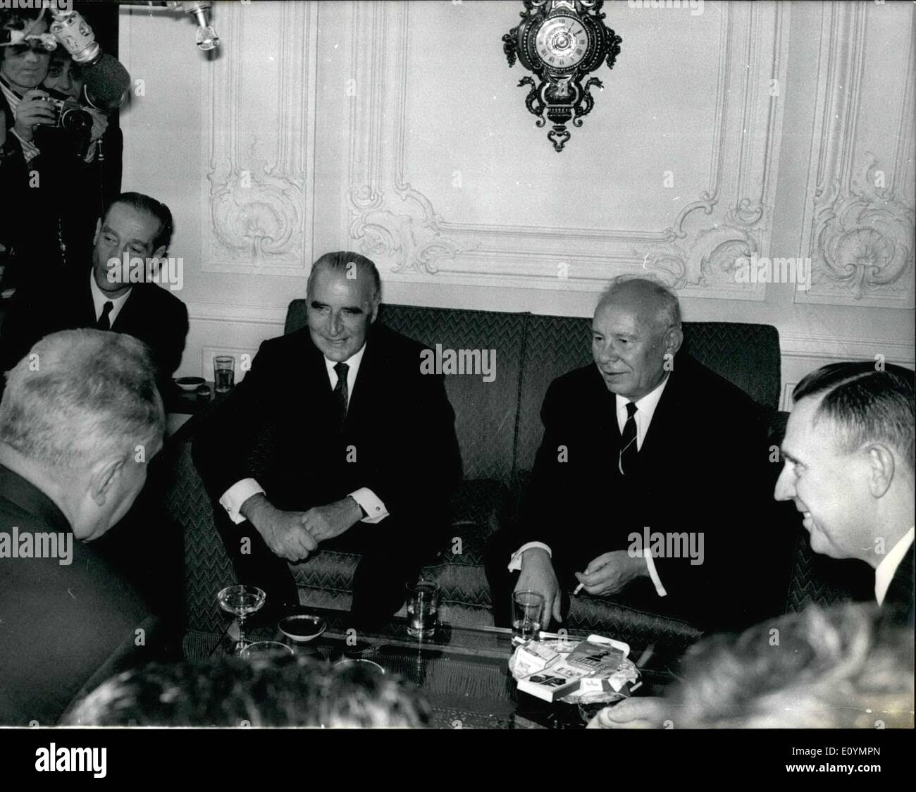 Oct. 14, 1970 - Pompidou & Podgorny During French Embassy Reception, Moscow Stock Photo