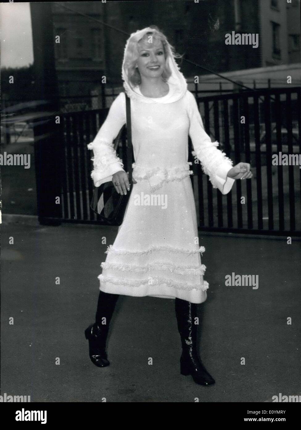 Oct. 19, 1970 - Annie Nelsen in a White Mohair Fringe Dress by S.A. Herve Stock Photo