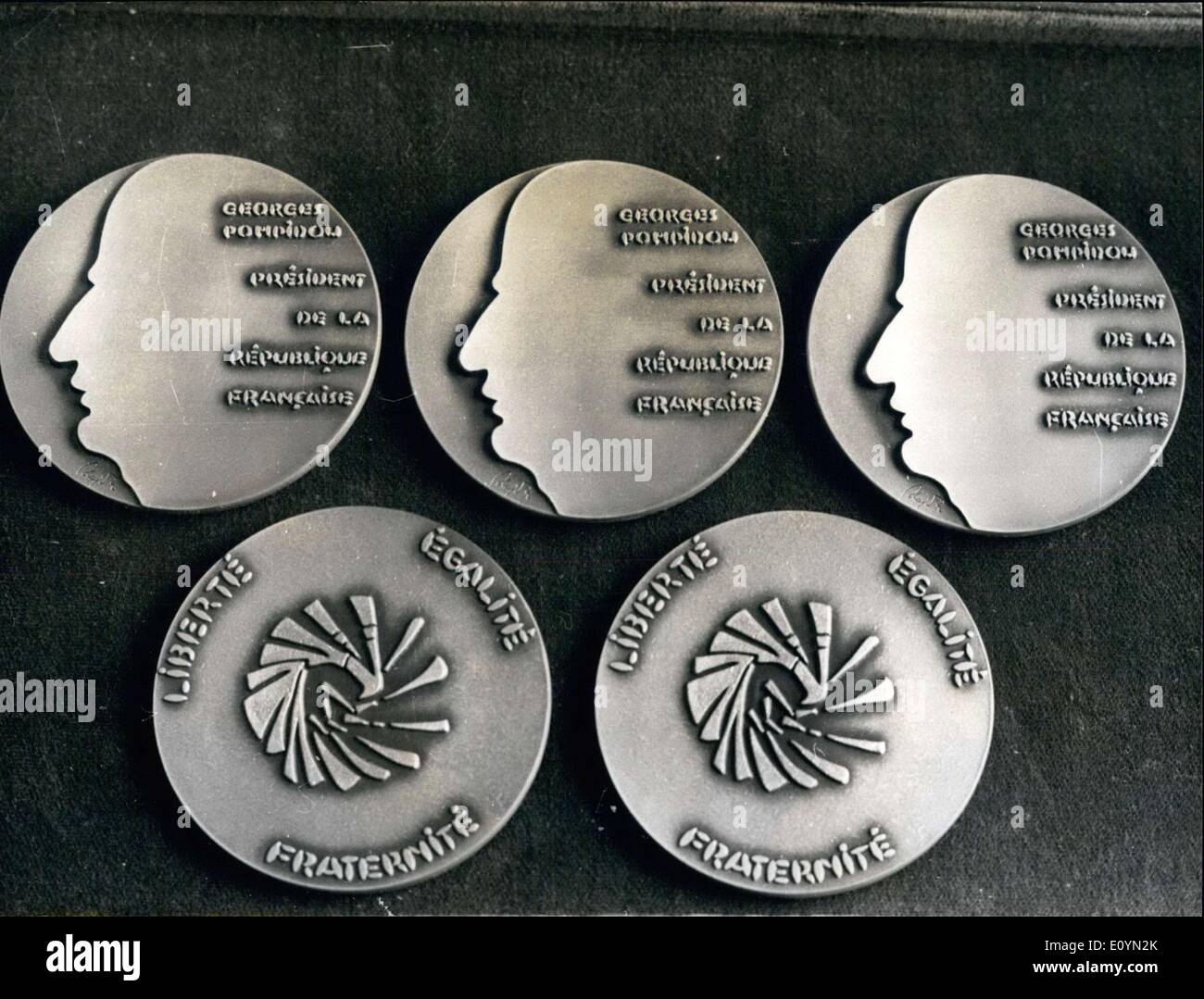Nov. 07, 1970 - Abstract art medallions for the French president Stock Photo