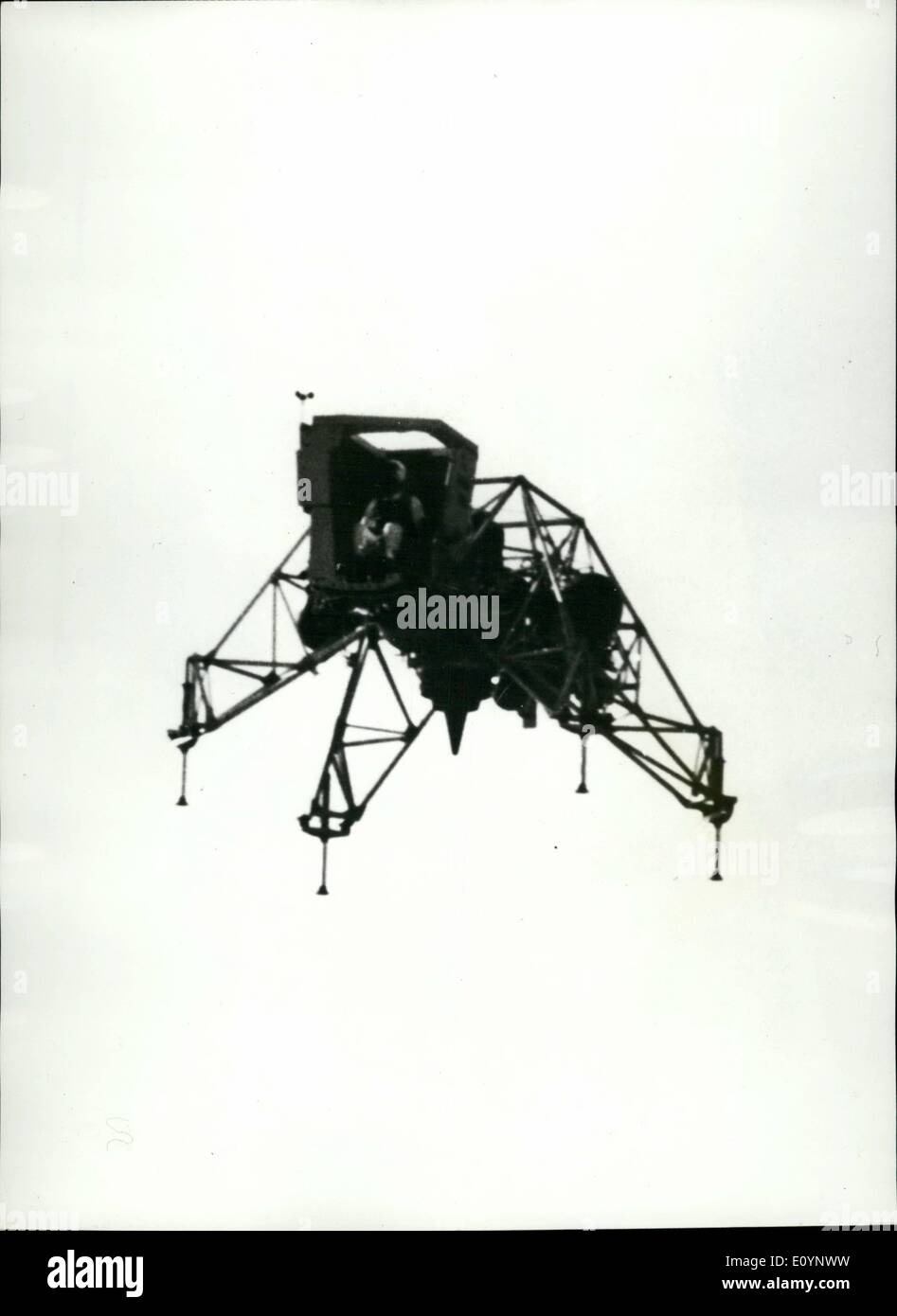 Jan. 01, 1971 - Apollo 14 LLTV flight: A Lunar Landing Training Vehicle (LLTV), pictured by Astronaut Alan B. Shepard, undergoes a test flight at Ellington Air Force Base. Shepard is the commander of the Apollo 14 lunar landing mission. Shepard used the LLTV to practice lunar landing techniques in preparation for his scheduled mission. The ''Original Seven'' astronaut group member will be at the controls of the Apollo 14 lunar module when it lands on the moon in highlands near Fra Mauro. Astronaut Stuart A Stock Photo