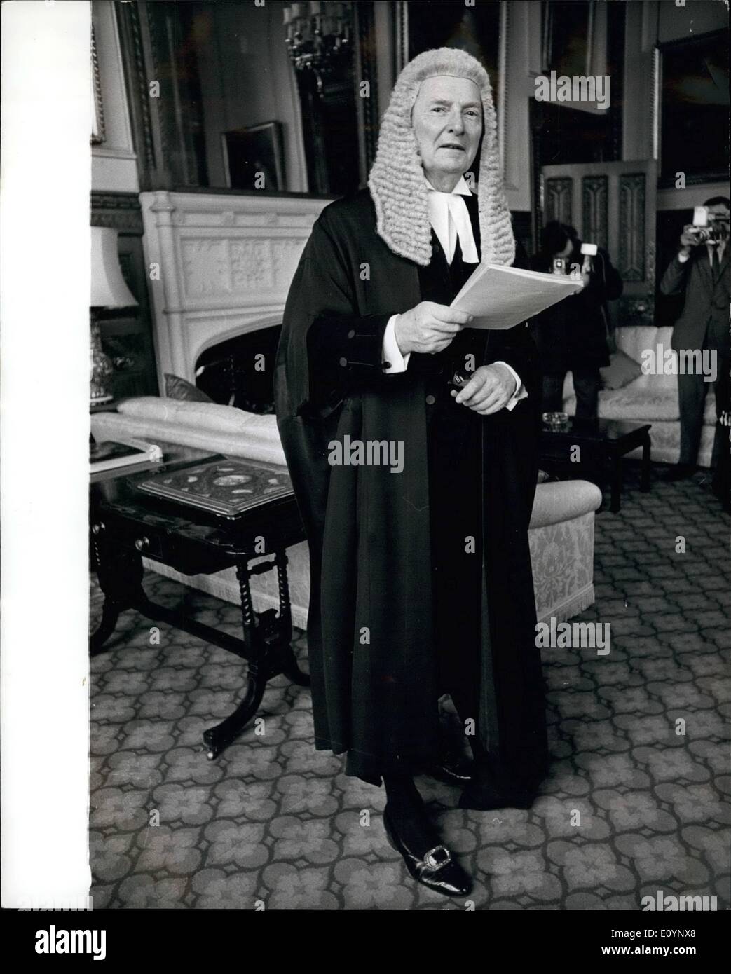 Jan. 01, 1971 - Mr. Selwyn Lloyd the new speaker of the house of commons in his Robes. Photo shows Mr. Selwyn Lloyd, who on Tuesday last was elected as the new Speaker of the House of commons, pictured in his robes in the library of the house of Commons yesterday. Stock Photo