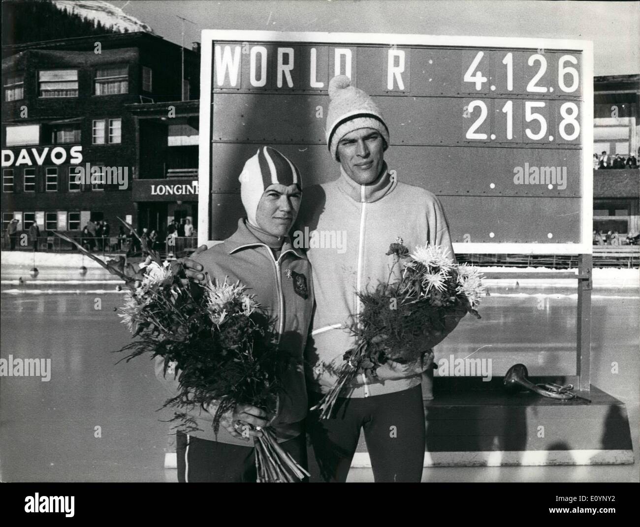 Jan. 01, 1971 - 6 new world records in speed skating. In Davos Switzerland Mrs. Stein Kaiser and Ard Schenk right , both from Stock Photo