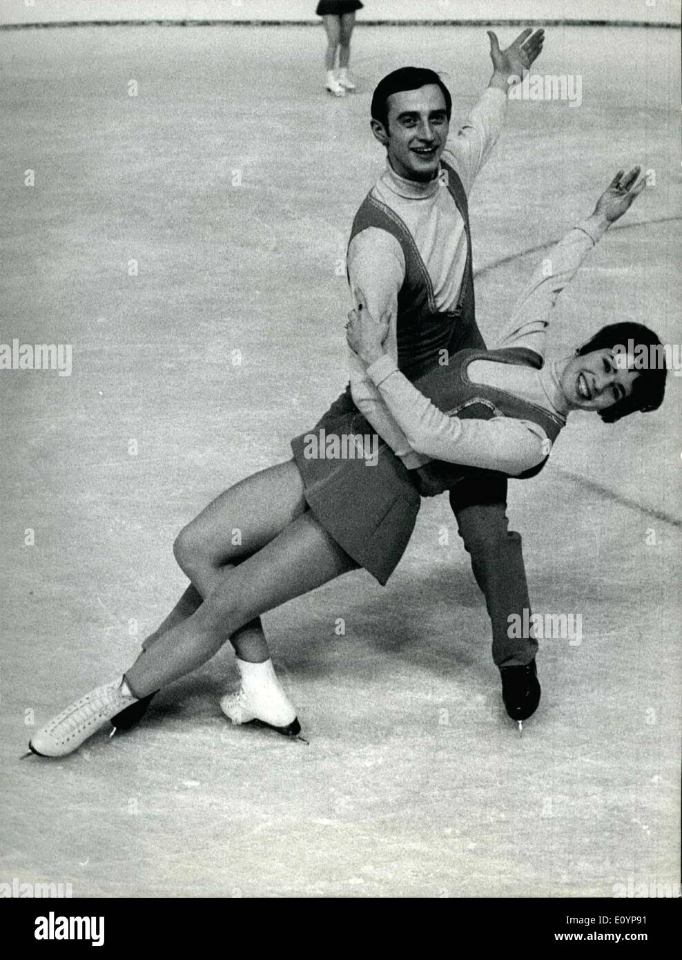 Feb. 02, 1971 - Figure Skating European Championship in Zurich: The Sowjet ice dance couple Ludmilla Pachamov / Alexander Gorschkov, who will defend their champion award. Stock Photo