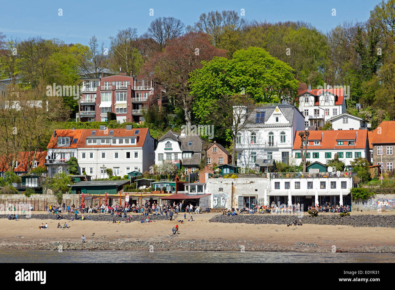 riverside and beach, Oevelgoenne, Hamburg, Germany Stock Photo