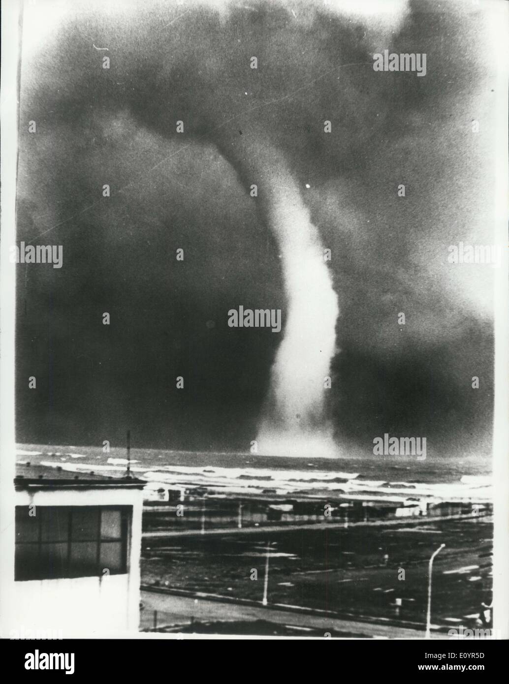 Mar. 15, 1971 - Impressive Picture Of Tornado:  impressive picture of the gigantic tornado of the sea, was taken off the coast of Malaga, Spain. The water reached a height of 500 stres and the photograph was taken by an amateur,  Nubio Crel, of Malaga. Stock Photo