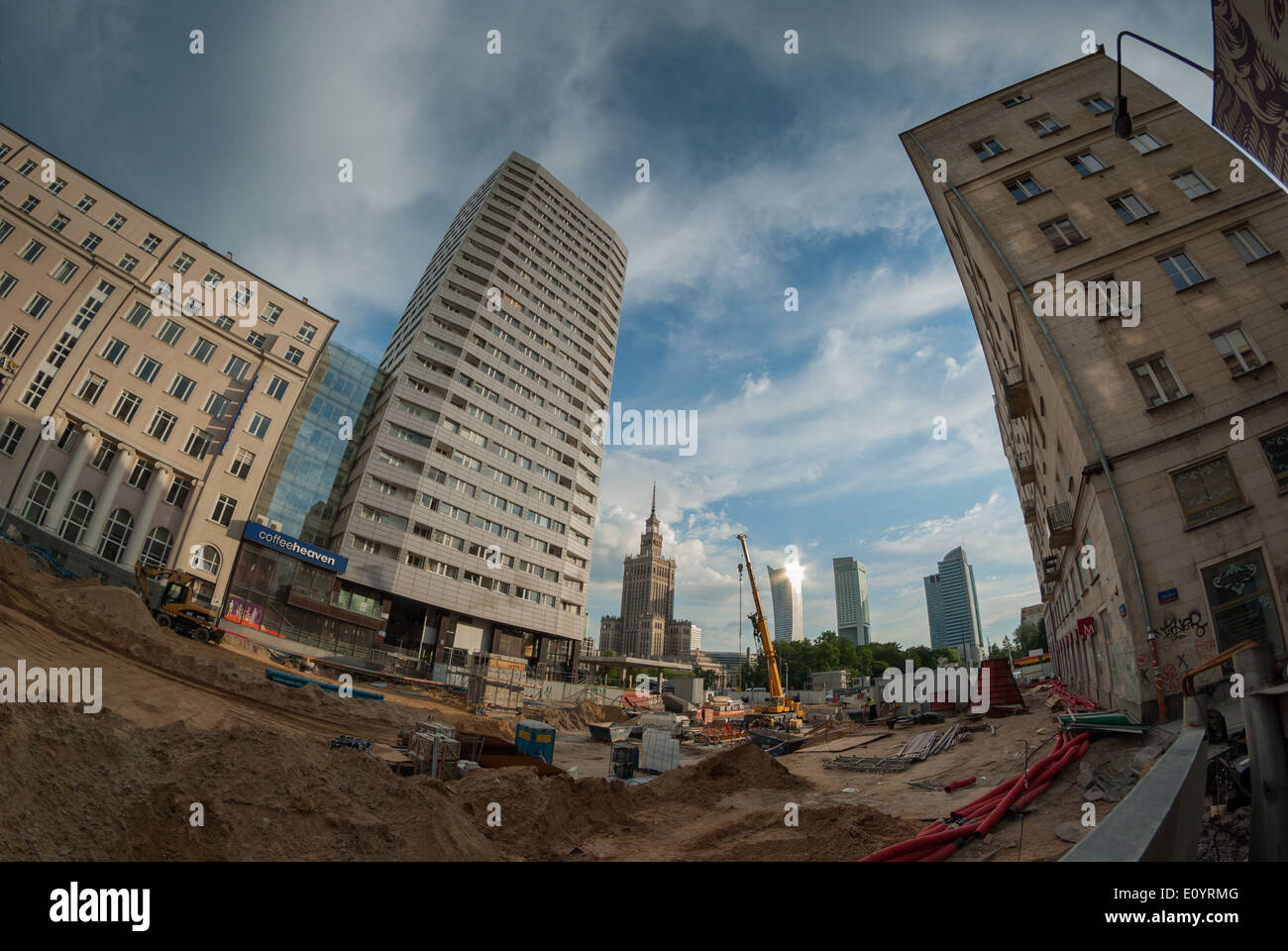 Contruction Works in the Centre of Warsaw, Poland Stock Photo