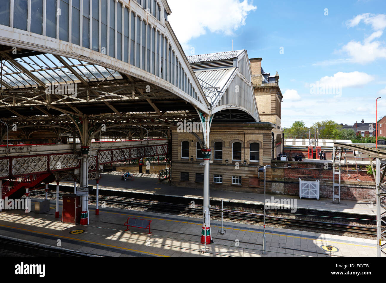 Preston railway station platforms and tracks England UK Stock Photo