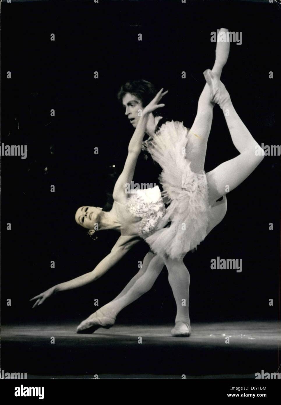 May 12, 1971 - Rudolf Nourreev and Noella Pontois will be reunited at the Palais des Sports tonight where they will interpret the famous ballet by Tchaikovski and Perrault, ''Sleeping Beauty''. Rudolf Noureev and Noella Pontois are pictured rehearsing the ballet. Stock Photo