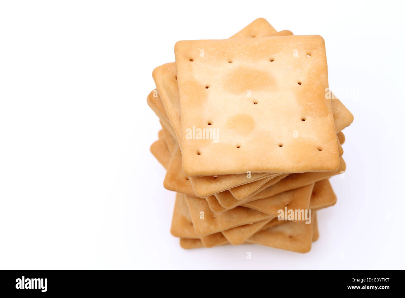 salt crackers on white background Stock Photo