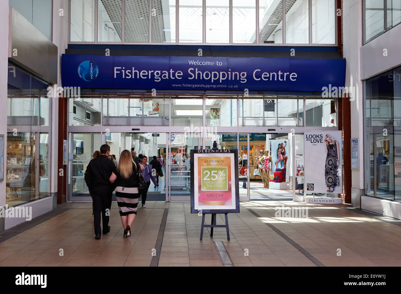 entrance to fishergate shopping centre Preston Lancashire UK Stock Photo Alamy