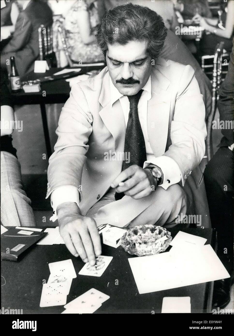 Jul. 04, 1971 - Omar Sharif, the famous movie star and hero of the movie ''Dr. Jivago,'' is also an excellent bridge player. He Stock Photo