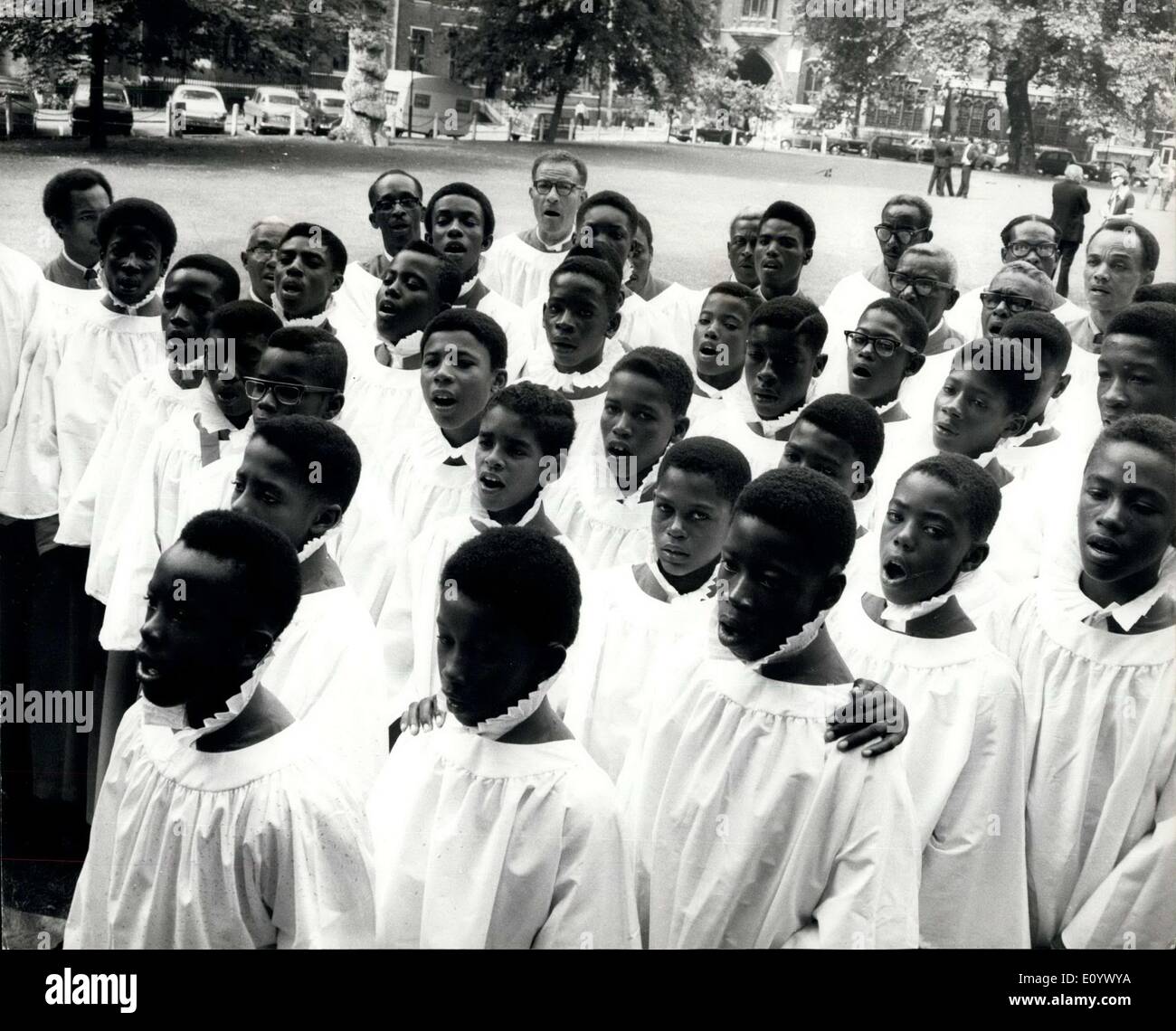 Aug. 20, 1971 - Barbados Choirboys To Sing At Westminster Abbey: Photo shows Choristers of St. Michael's Cathedra, Bridgetown, Barbados, pictured yesterday outside Westminster Abbey, London, where they will be singing until the Abbey's choir returns from holiday on Sept. 5. Stock Photo