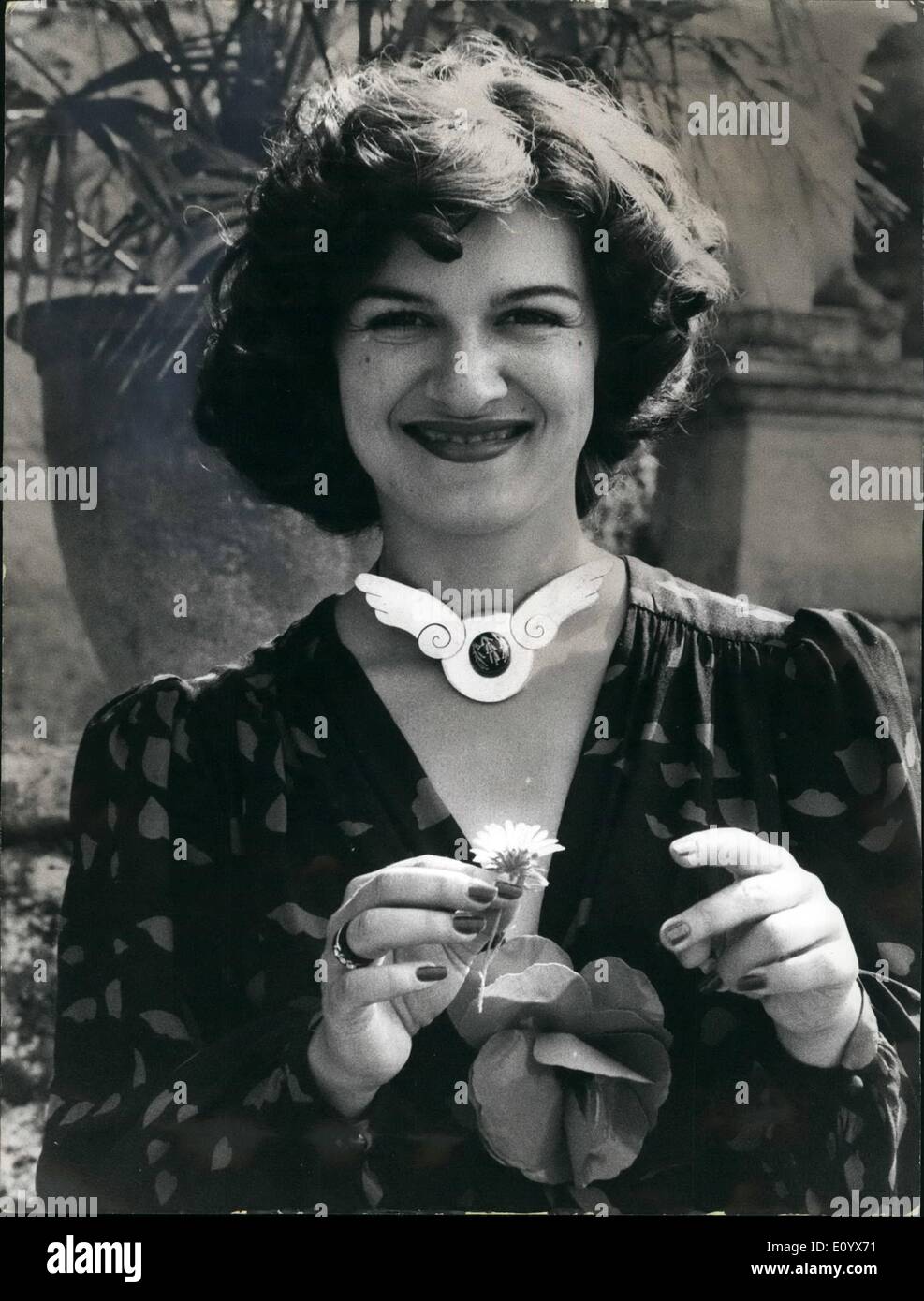 Sep. 09, 1971 - Paloma Picasso (22): The great painter's last child, her mother is the former common-law wife of Picasso's Francoise Gilot. Paloma lives with the Spanish sculptor of composit sculptures Miguel Berrocal. During her stay in Italy, she lives in the luxury villa Beroccal owns in the small town of Negrar, near Verona. Pablo Picasso and Paloma are estranged, she was unable to get along with Picasso's new wife Jacqueline Roque, Paloma is not allowed even to phone her father, and has been cut off completely. Stock Photo