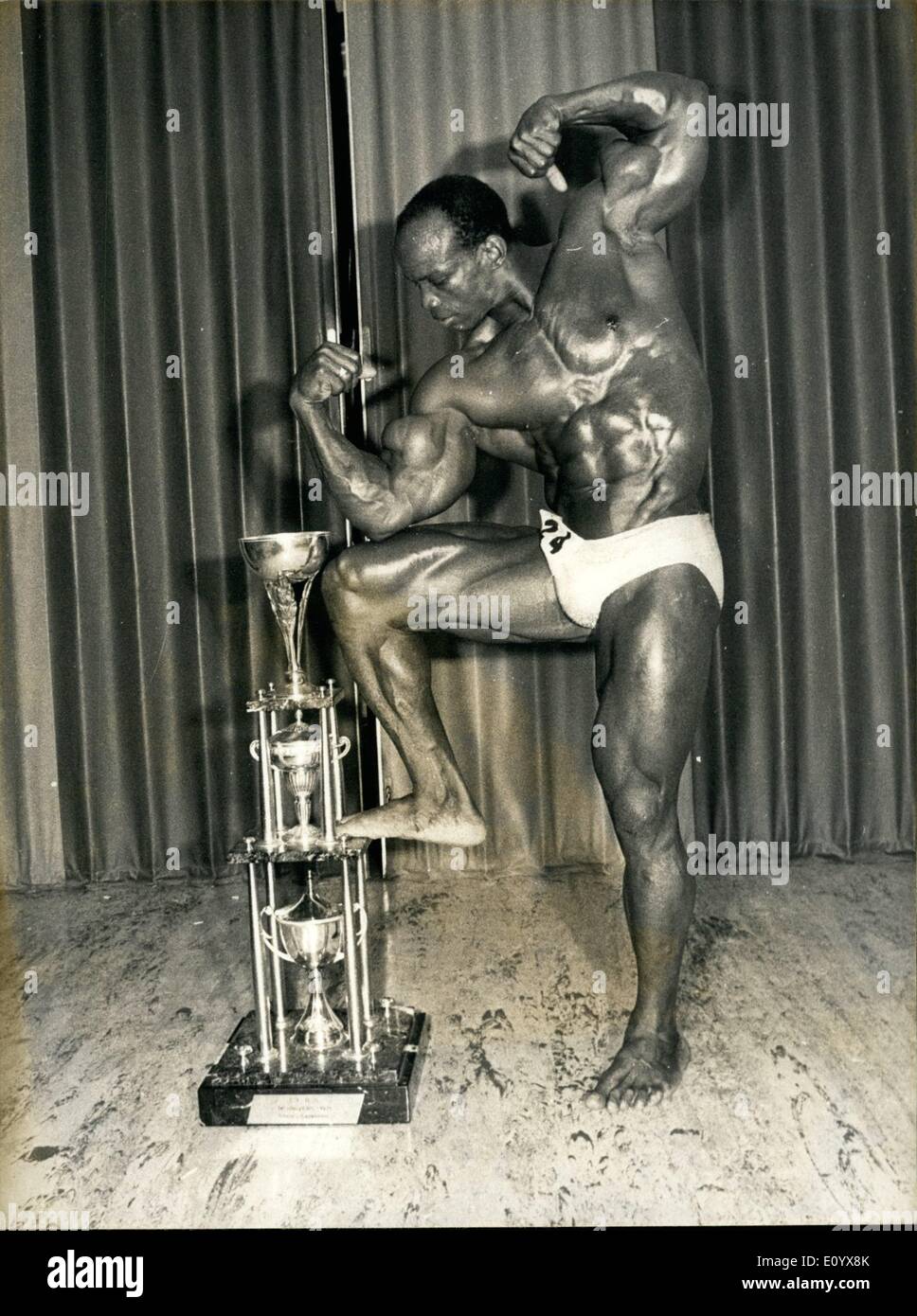 Sep. 09, 1971 - Measurements: Biceps--52cm; Calves--47cm; Neck--45cm; Thighs--68cm. German Nobel Prize Winners Drs. Otto Diels and Kurt Alder. Stock Photo