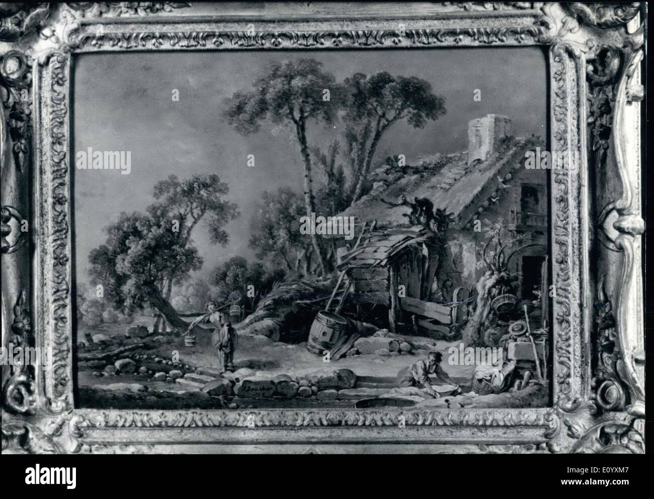 Oct. 10, 1971 - Only for sale together: are those two paintings of the French rococo painter Francois Bouchet. ''Paysage ave un Stock Photo