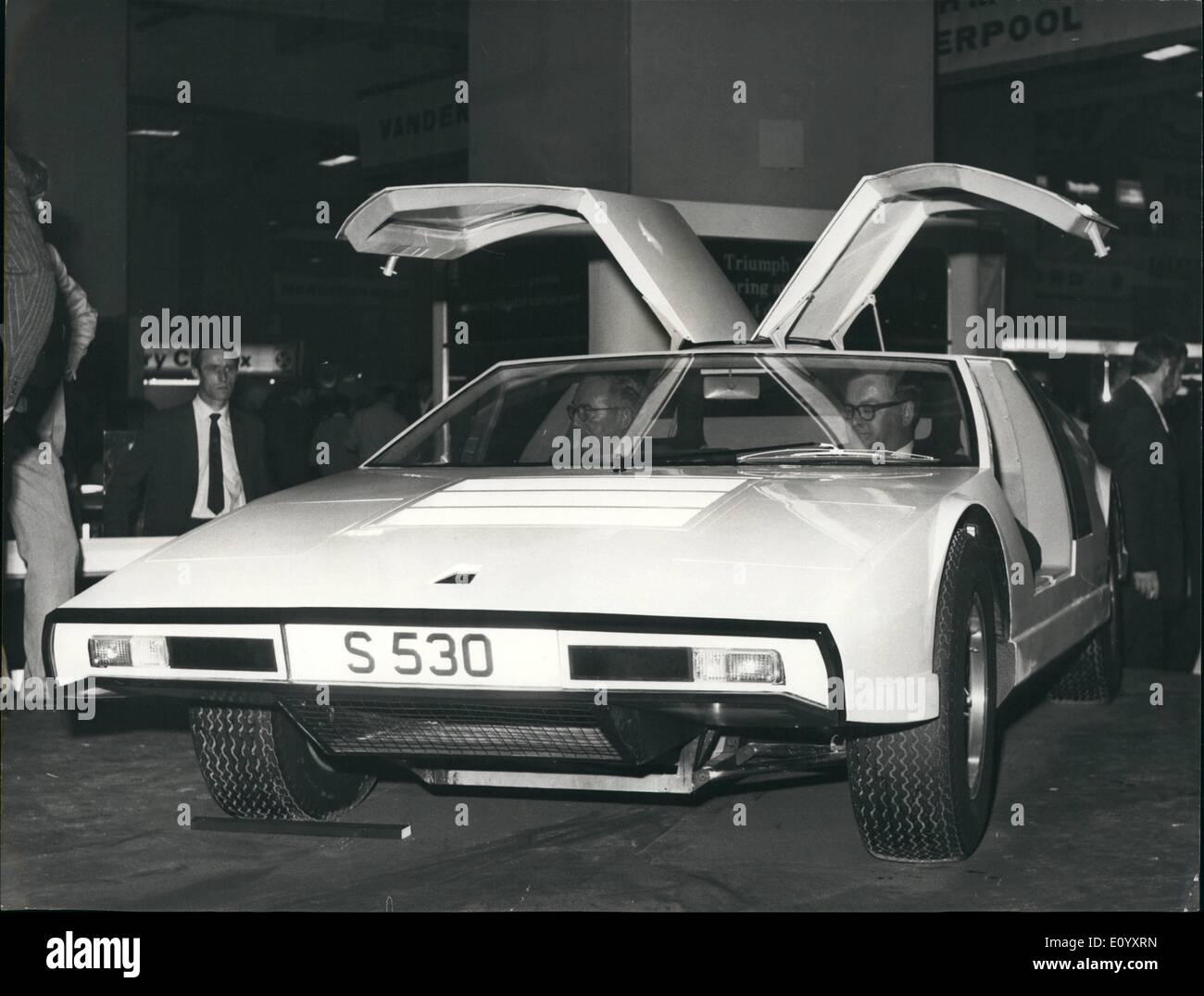 Oct. 10, 1971 - Preview of the motor show which opens at London's Earls Court tomorrow. Photo shows the new Siva S 530 Sports car, made by the new Dorset based firm of Neville Trickett Design Ltd. It will be made only to order and to each customer's special specification and will cost 2,000. It is seen here at today's preview of the Motor Show at Earls Court. Stock Photo