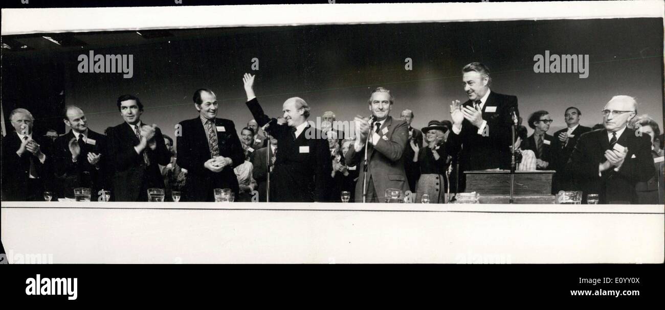 Oct. 15, 1971 - Conservative Party conference at Brighton Standing Ovation for Mr. Barber.: Photo shows There was a standing ovation for Mr. Anthony Barber, the Chancellor of the Exchequer (holding arm up, in centre), after his speech at the Conservative Party Conference in Brighton yesterday. Stock Photo