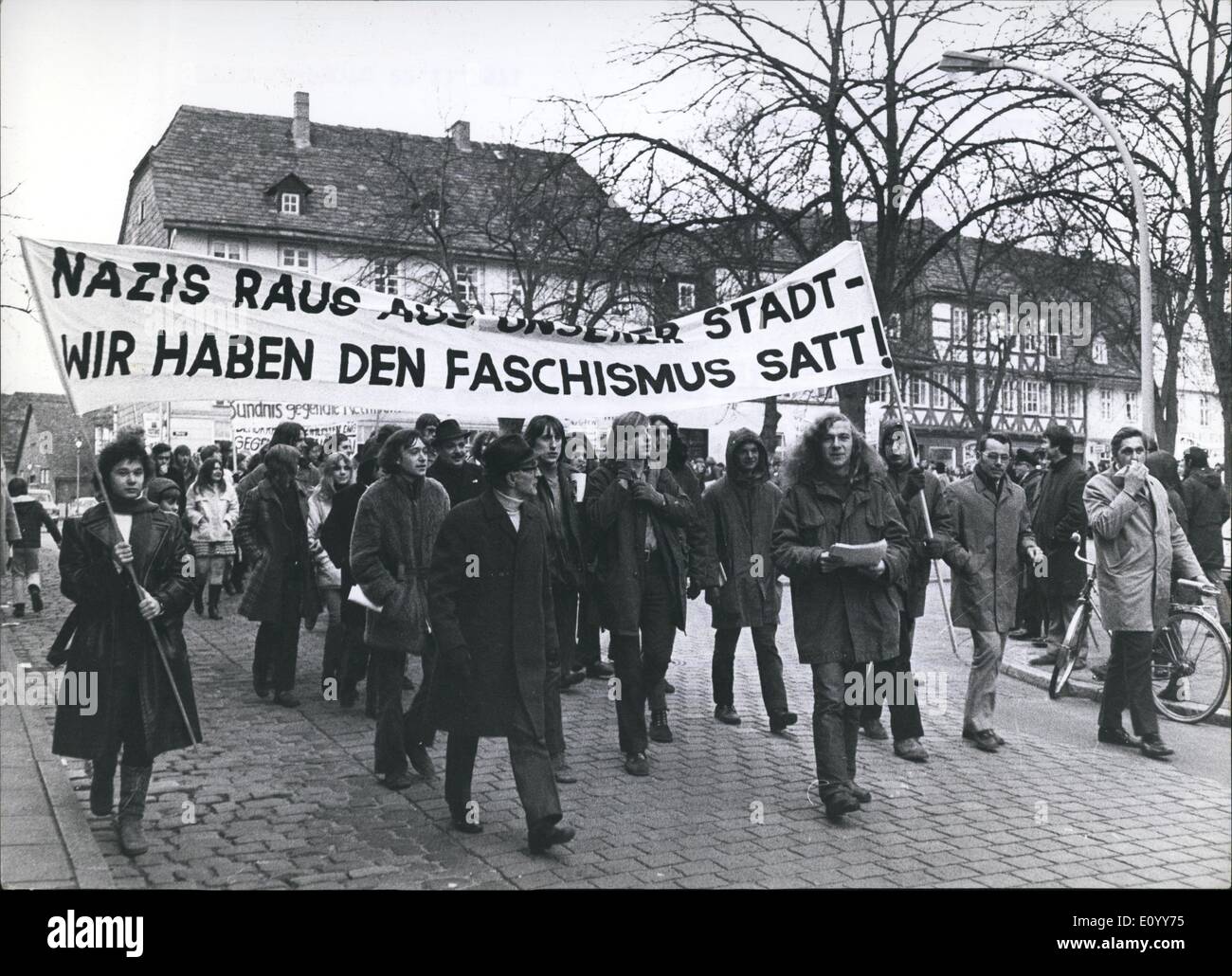 Nov. 11, 1971 - Party Conference of the NPD - West Germany's right extremists: From November 19th to 21st, 1971, The National Democratic Party of Germany, widely regarded as neo-Nazi, held their annual party conference in Holsminden, Lower Saxony, in the North West of the Federal Republic. Their election successes of a few years ago have recently suffered some severe reversals which led to a split in the party leadership Stock Photo