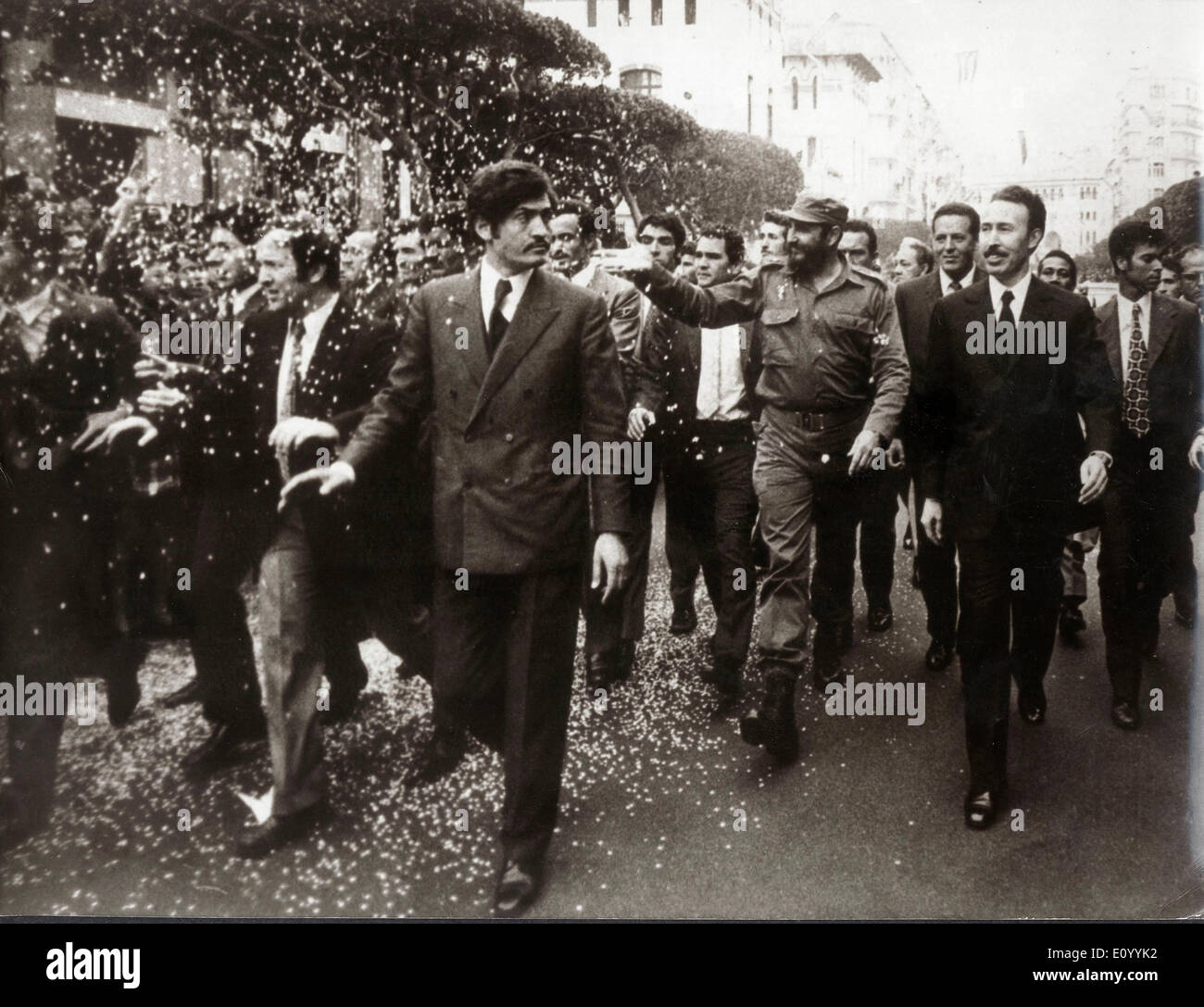 President of Cuba Fidel Castro marches in parade Stock Photo
