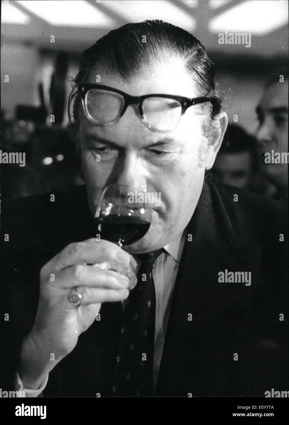 Dec. 12, 1971 - The Home Secretary Competes In The Final Of The Wine Tester Of The Year Competition; Mr. Reginald Maudling, the Stock Photo
