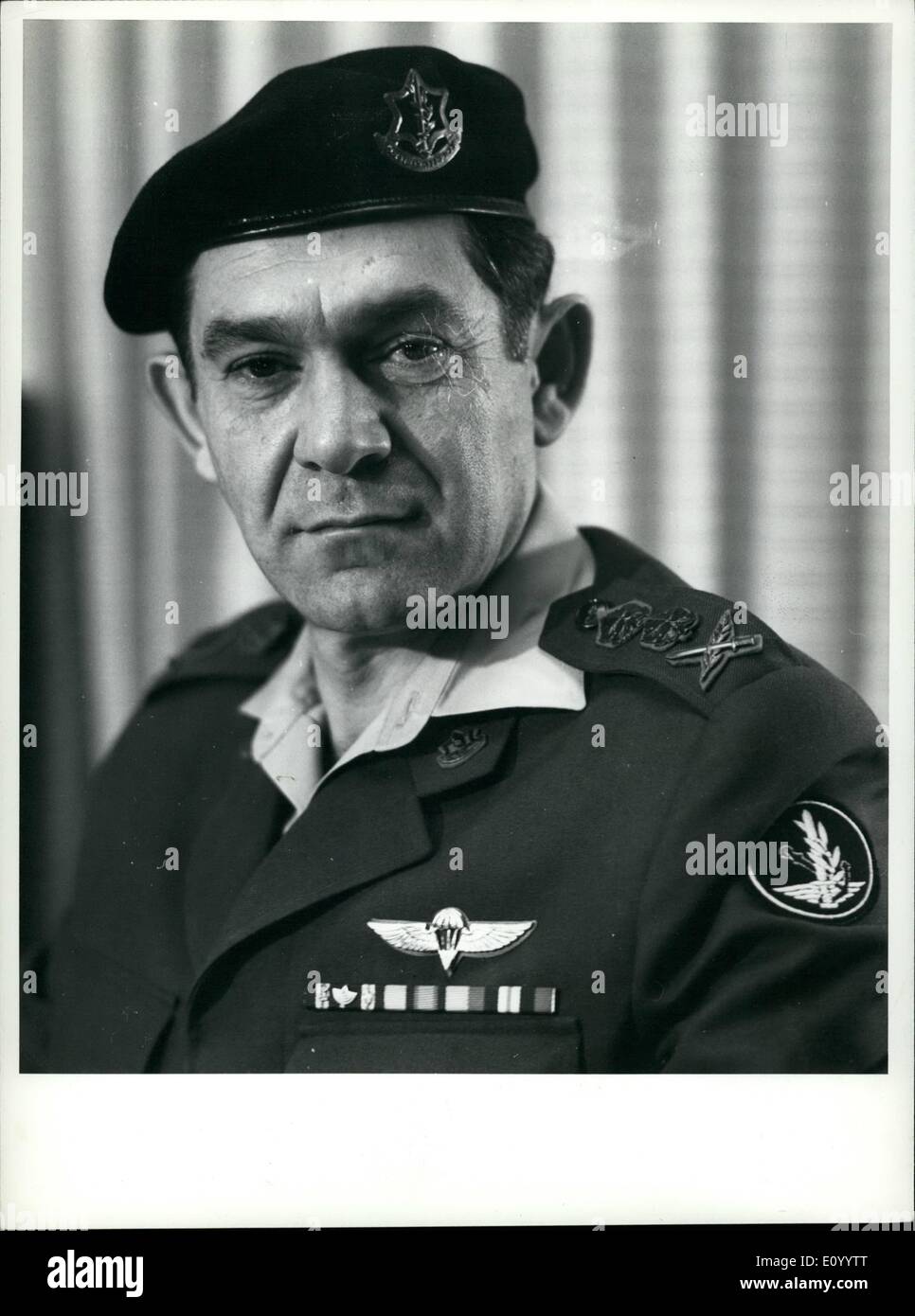 Dec. 12, 1971 - Israel's New Chief of Staff Photo Shows: Major Gen. David Elazar, who on January 1st. 1972 become Israel's new Chief of Staff. Stock Photo