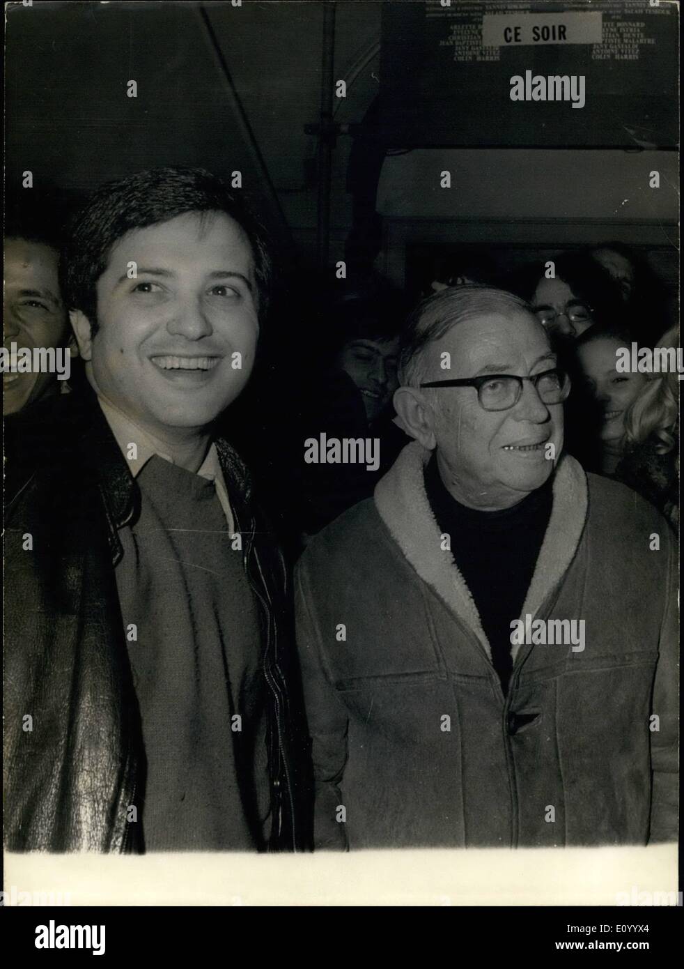 Dec. 12, 1971 - Alain Geismar, the leader of the Maoist movement of the ''Proletariat Left'', gave a press conference at the Cite Universitaire Theater after he was let out of prison after serving 18 months. German Crew Of Olympic Challenger Whale Hunting Ship Stock Photo