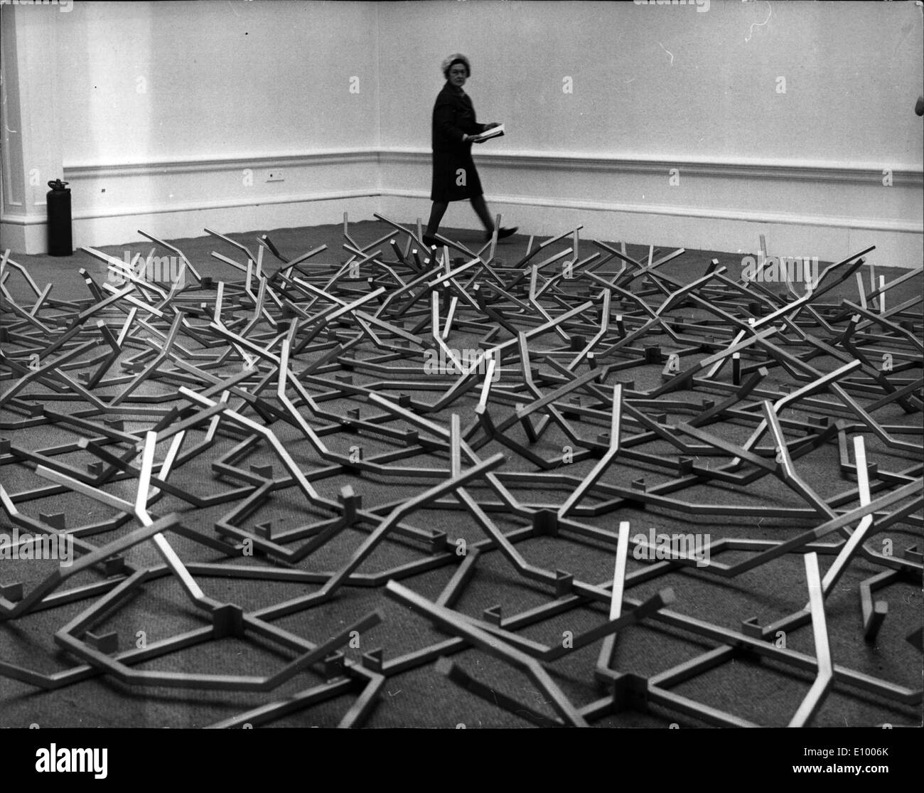 Jan. 01, 1972 - British Sculptors '72 Exhibition At The Royal Academy British Sculptors '72 which is due to open at the Royal Academy represents a major break with the long established traditions of the Large Winter Exhibitions. In the hundred years since the Royal Academy came to Burlington House and these famous shows began, they have almost invariably been works of art loaned for the occasion. Now, for the first time, the exhibition will be devoted entirely to one important aspect of contemporary art - the work of 24 living British sculptors Stock Photo