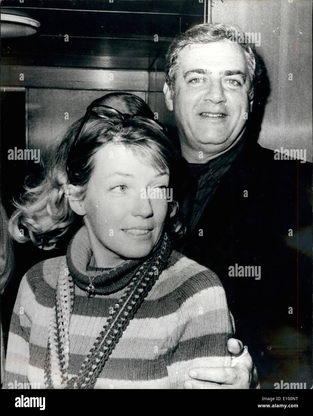 Feb. 02, 1972 - ''Chief Ironside'' In War Play: Raymond Burr, famous as lawyer Perry Mason, and the wheel-chair bound detective, Chief Ironside, in the television series - is pictured here in Copenhagen with Lene Bro, Denmark's youngest woman M.P. Raymond Burr is in Copenhagen making arrangement for a new film in which he will play the part of an American pilot shot down in Denmark during World War II. Stock Photo