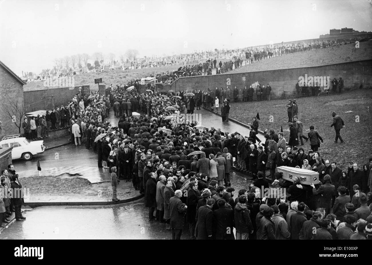 Feb 03, 1972; Londonderry, Ireland; A Requiem Mass held at the Church of St. Mary's Creggan Hill for the 13 men and youths who Stock Photo