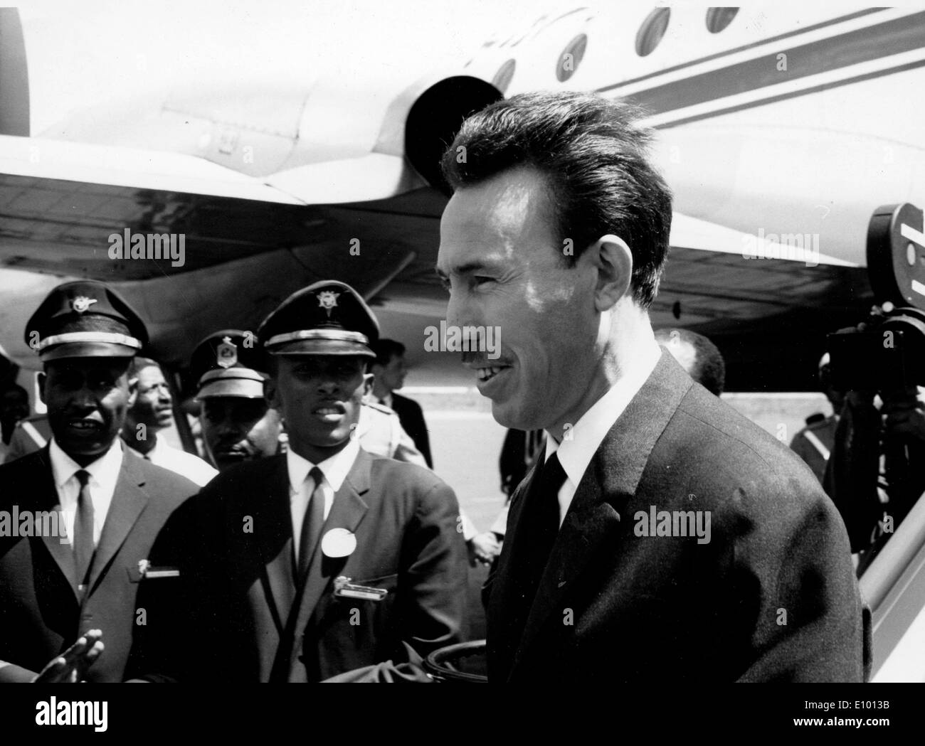 President of Algeria HOUARI BOUMEDIENNE at the airport Stock Photo