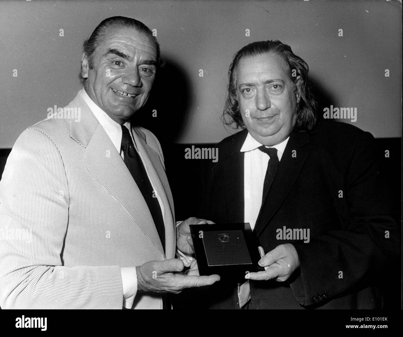 Actor Ernest Borgnine gets award from Henri Langlois Stock Photo