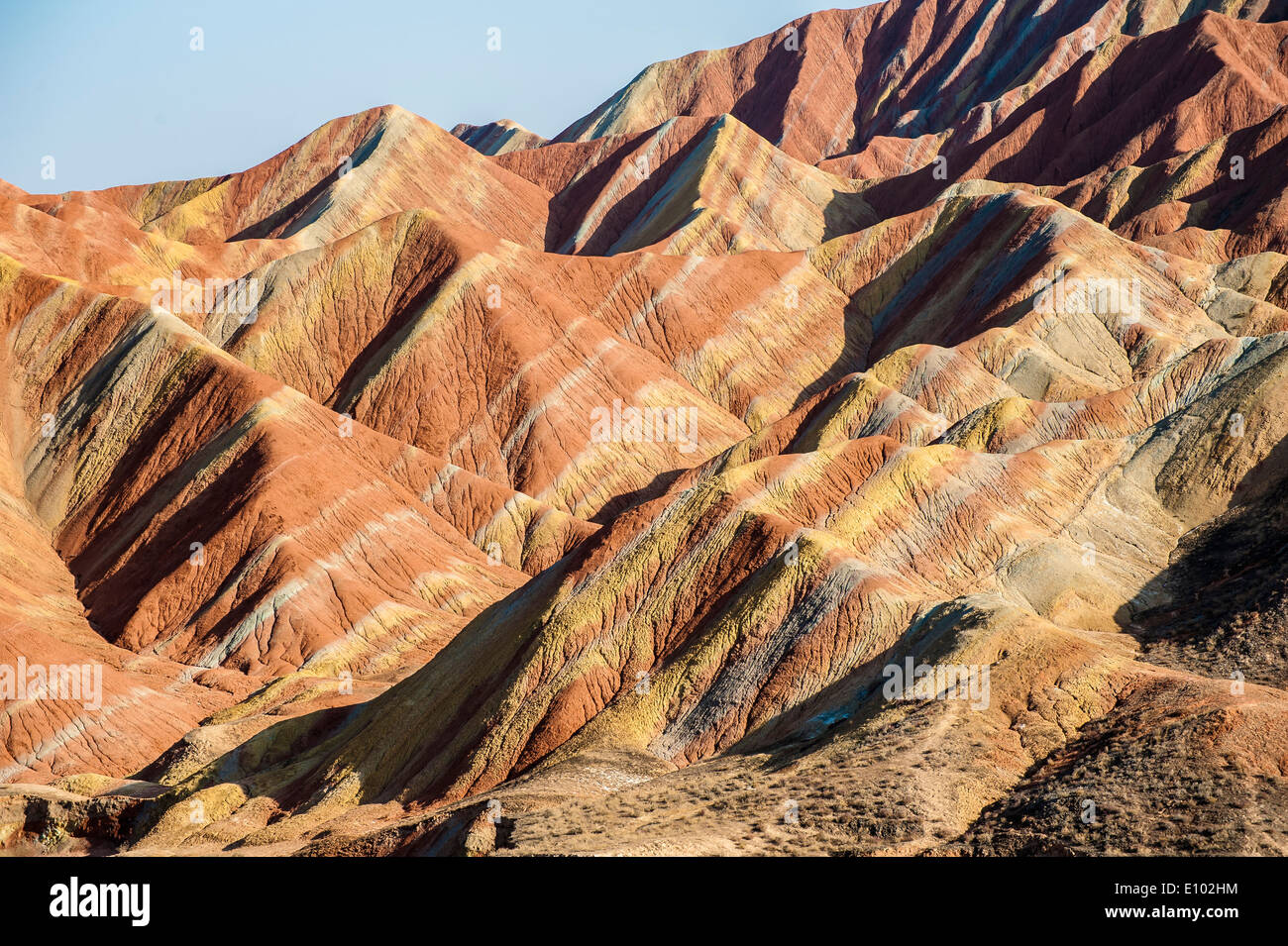 Colorful mountain in Danxia landform in Zhangye, Gansu of China Stock Photo