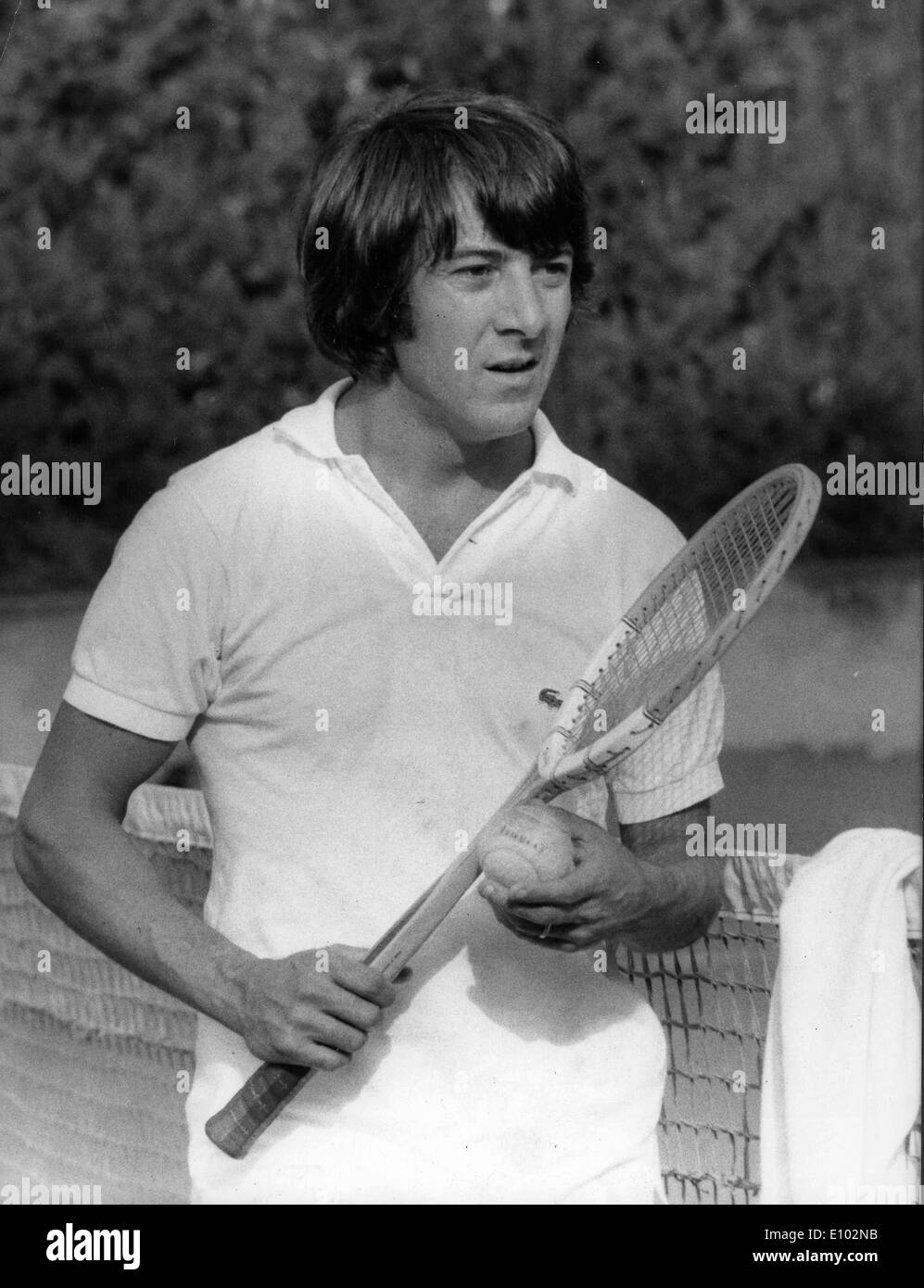 Actor Dustin Hoffman plays tennis Stock Photo Alamy