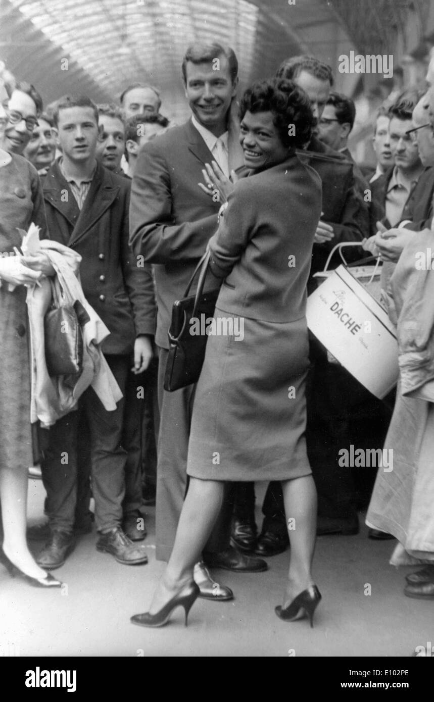 Eartha Kitt and husband Bill McDonald arrive Stock Photo