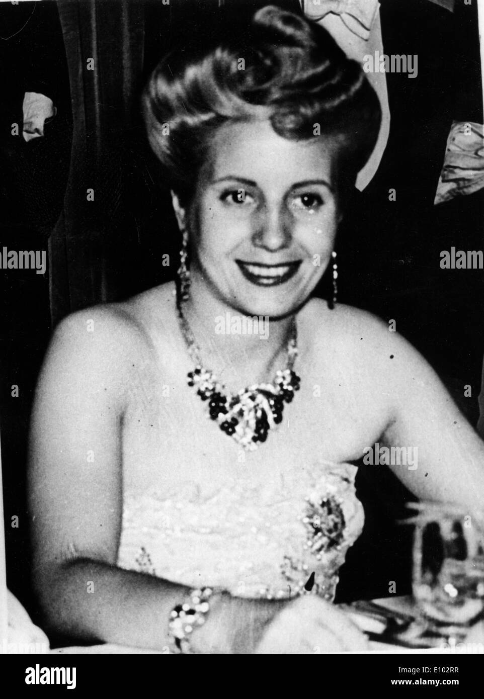 First Lady Eva Peron attends an event Stock Photo