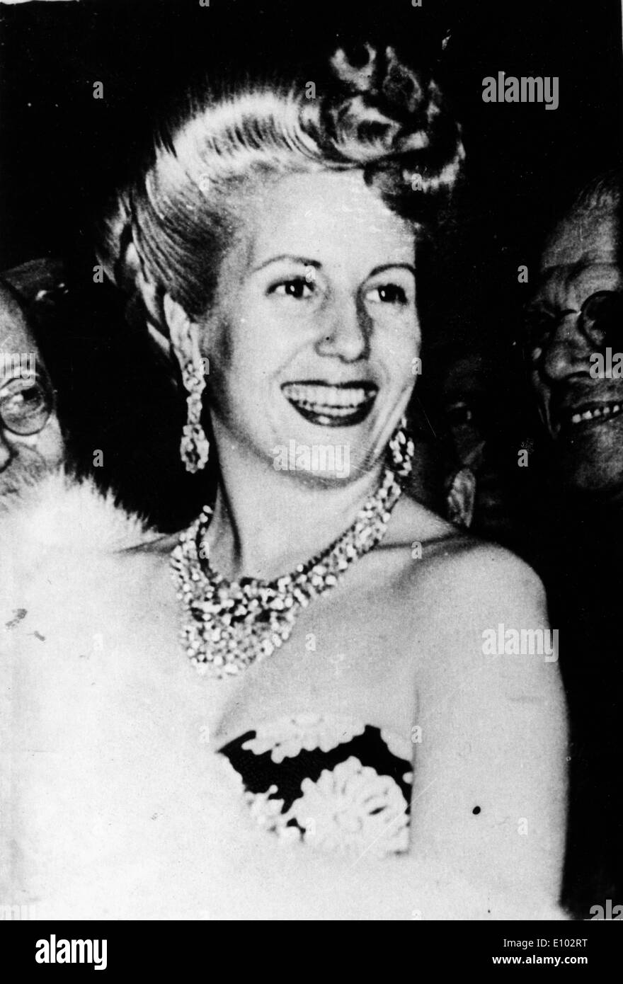 First Lady Eva Peron attends an event Stock Photo