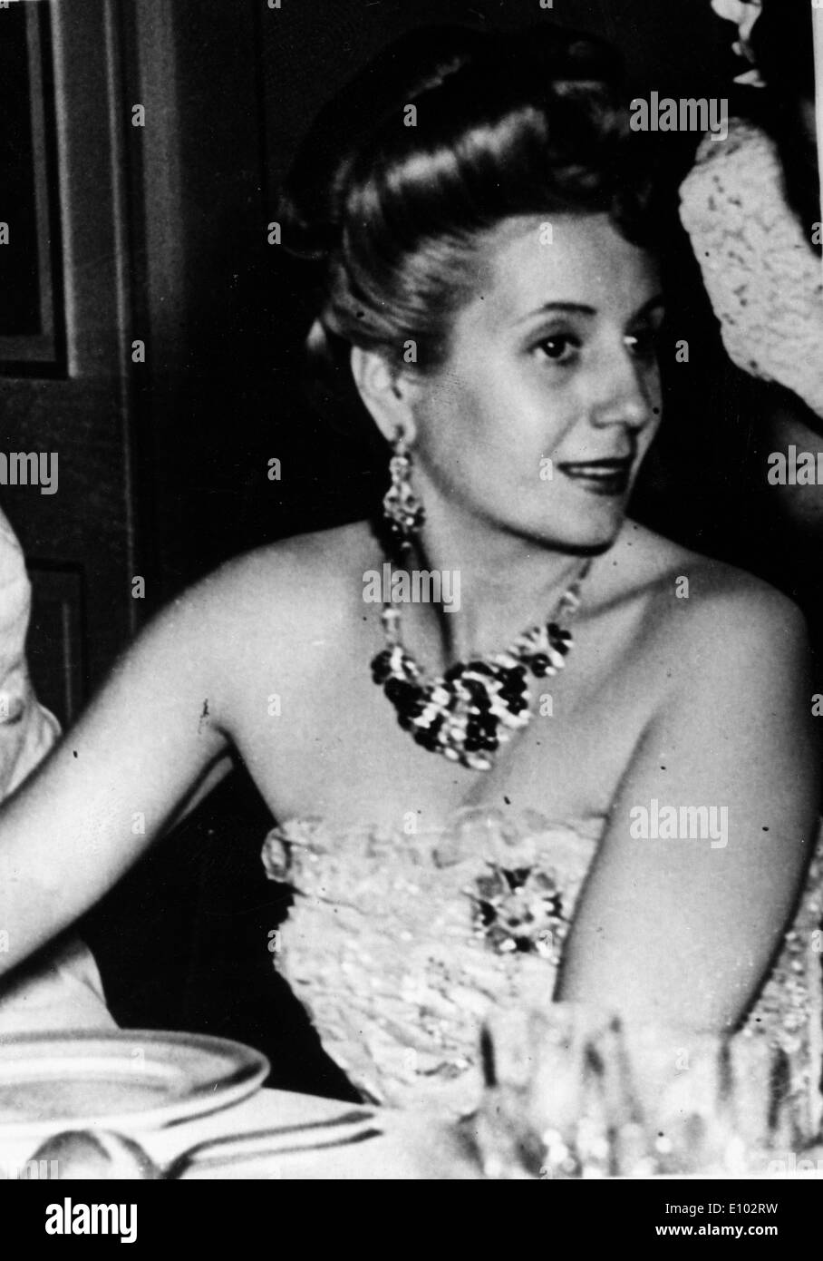 First Lady Eva Peron attends an event Stock Photo