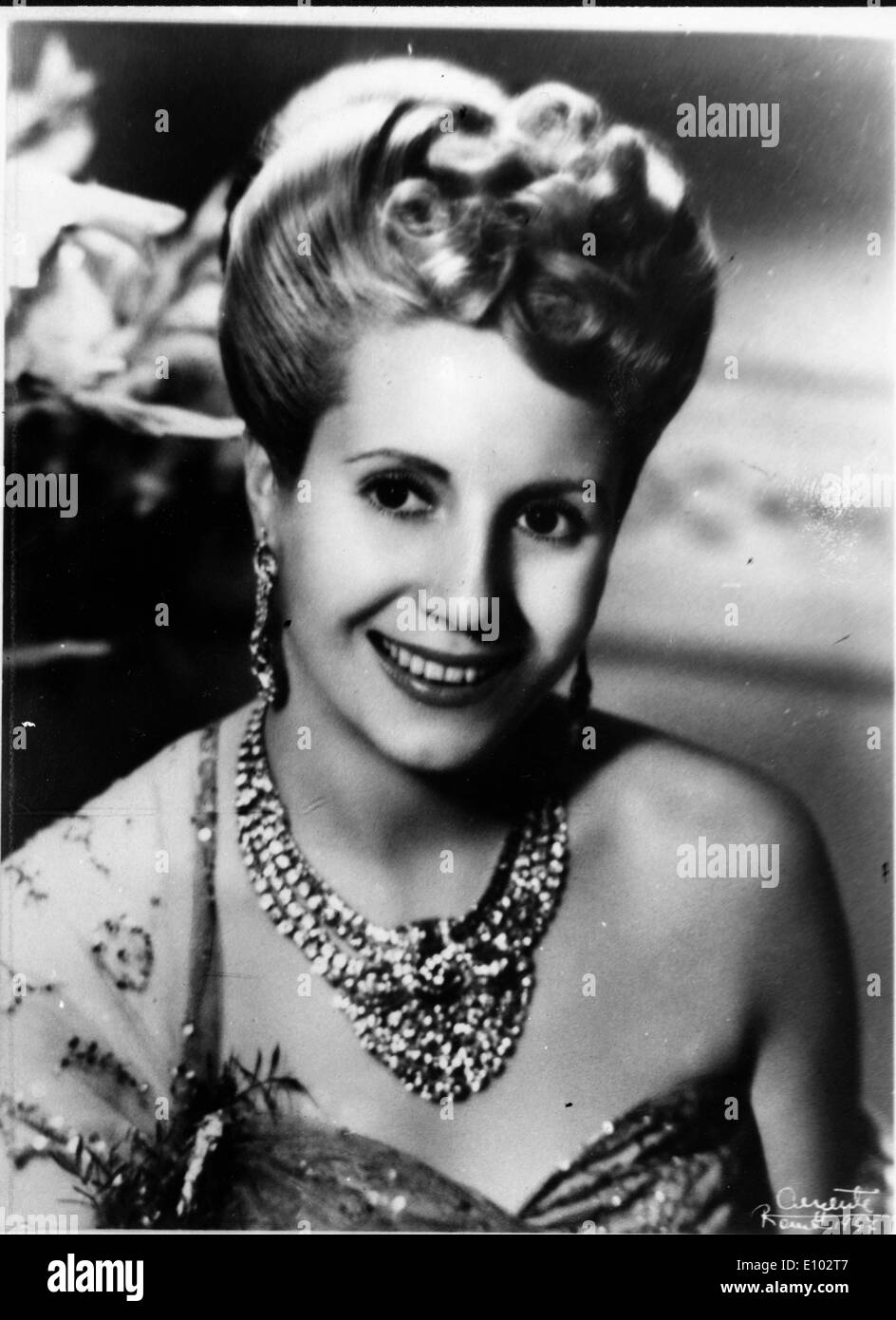 First Lady Eva Peron attends an event Stock Photo