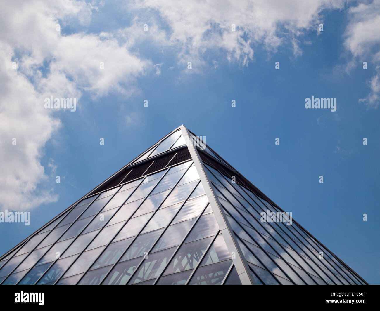 The distinctive glass pyramids of the Muttart Conservatory, a botanical