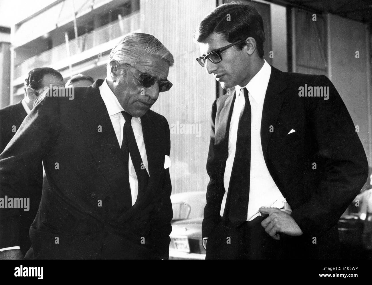 Aristotle Onassis chatting with son Alexander Stock Photo