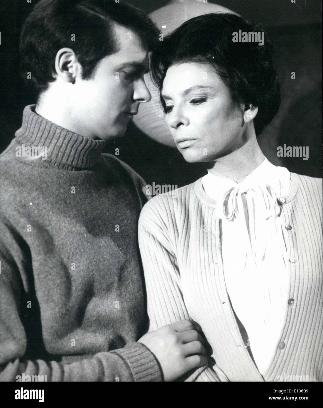 Jan. 20, 1970 - Pictured are actress Agnes Fink(as Mrs. Weiss) and Goran Ebel(as her son Robin) in the film ''Dreissig Silberlinge.'' The movie was directed by Illo von Janko. The story is about a woman named Mrs. Weiss in London who works as a cleaning lady and her studious son Robin. Stock Photo