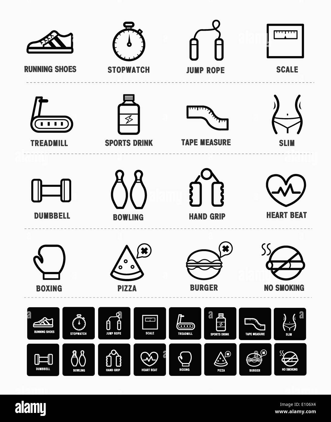 a set of black and white icons of different objects and items Stock ...