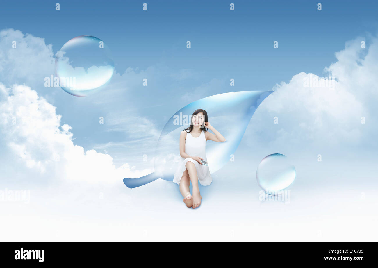 Woman in soap bubbles hi-res stock photography and images - Alamy