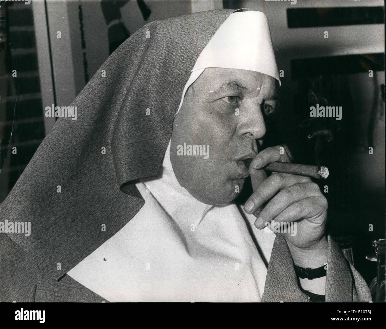 Feb. 02, 1970 - Mother Superior Patrick Wymark: Actor, Patrick Wymark star of the ''Power Came'' in which he played a tough roll as Sir John Wilder, is to play his first female role . He plays a Mother Superior in ''The Nune'' by Cuban Edward Manet. The play a big hit in Paris, pens at the Garden Centre for the Arts at Susse University on March 11th Mr Wymark, a Roman Catholic, thinks the play will shock people the only thing he dislikes about the part is that he has to smoke two cigars during each performance - as she's a cigar - smoking mother superior Stock Photo